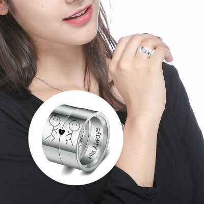 

Her Forever His Always Cartoon Abstract Ring Stainless Steel Couple Rings Jewelry new