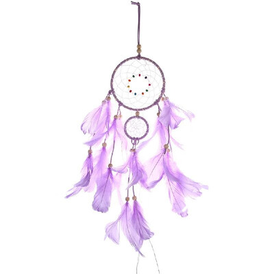 

Feather Dream Catcher with 20 LEDs String Lights Handmade Wall Hanging Decoration Bedroom Home Ornaments