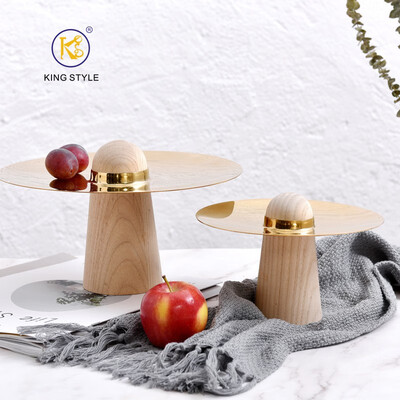 

European fruit plate light luxury creative solid wood stainless steel fruit plate