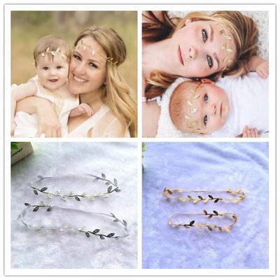 

2pcs Golden And Silver Head Headband Cute Accessories Beautiful Mother And Daughter Leaf Headwear
