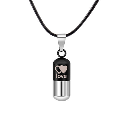 

Stainless Steel Medicine Pill Shape Pendant Necklaces for WomenMen i love you Perfume Bottle Pendant whitout chain
