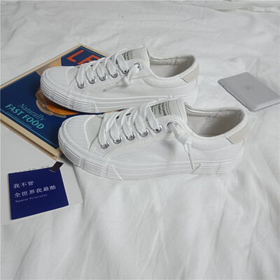 

Canvas shoes female students Korean Harajukang white shoes female Joker 2018 new board shoes female