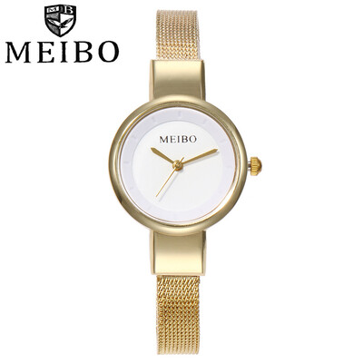 

MEIBO Fashion Women Spuer Slim Silver Mesh Belt Quartz Watch Casual Ladies Stainless Steel Watch Clock Relogio Feminino 533