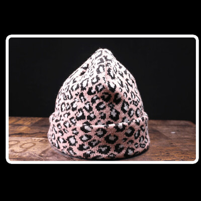

Tailored Womens Winter Warm Leopard Print Knitted Sleeve Hat Plus Velvet Wooly Cap Retro
