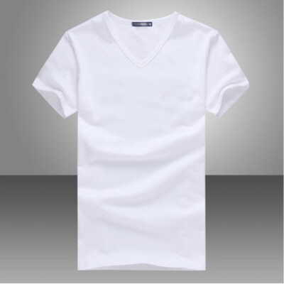 

2018 Men V Neck Round Neck T-shirt Slim Fit Short Sleeve Solid Color Casual Tops