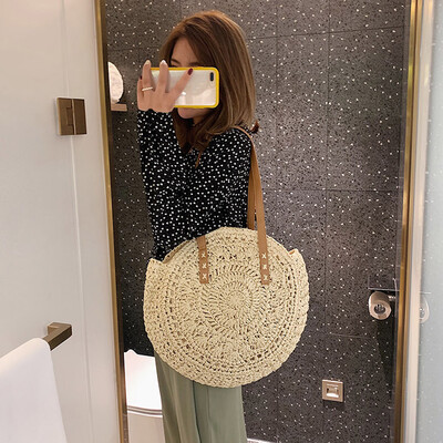 

Tailored Womens Fashion Retro Woven Shoulder Bag Floral Handbag Woven Bag Beach Bag