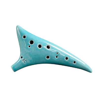 

12 Holes Warped-tail Ceramic Ocarina Alto C Hand Painted Musical Instrument with Lanyard Music Score Protective Bag For Music Love