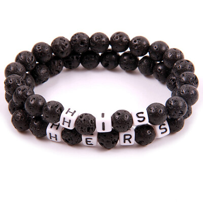 

New 2 Pcs HIS HERS Couple Letter Bracelets Lovers Lettering Bracelet For Wife Couple Tag Bracelet For Lover Hunsband Boyfriend