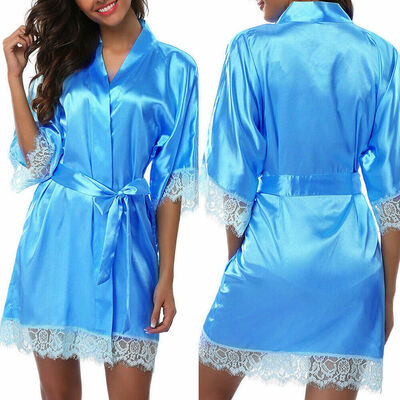

2019 Silk Satin Kimono Robe Dressing Gown Wedding Bridesmaid Sleepwear Bathrobe
