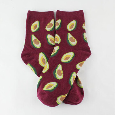 

Flamingo avocado creative pattern socks cotton ladies socks