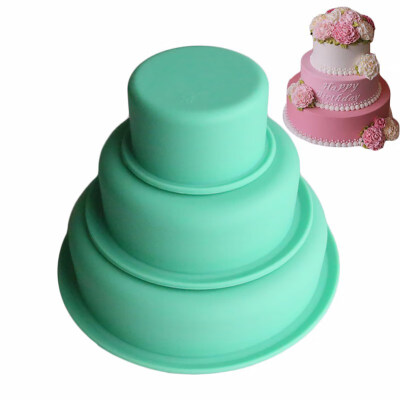 

3 Tiers Round Silicone Nonstick Cake Pizza Bakeware Birthday Party Baking Mold