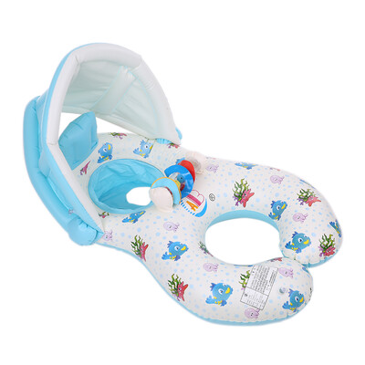 

Masha Doll Inflatable Soft Mommy & Baby Swimming Ring Pool Float Boat Rider with Detachable Sun Canopy Shade for Baby Toddler Kid