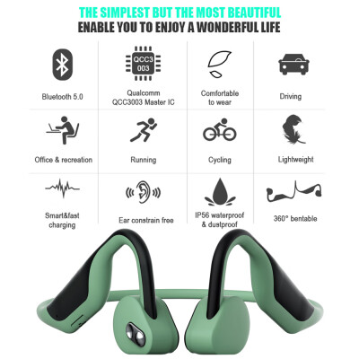 

BH128 Bone Conduction Headphones Wireless Bluetooth 50 Earphone Outdoor Sports Headset IP56 Waterproof Hands-free with Microphone