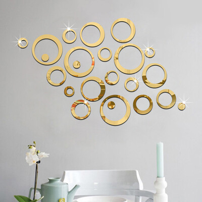

Siaonvr 23pcs 3D Circles Mirror Wall Sticker DIY Decal Vinyl Mural Home Decor Removable