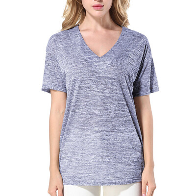 

Nomeni Fashion Women Solid V-Neck Short Sleeve T-Shirt Casual Tops Blouse