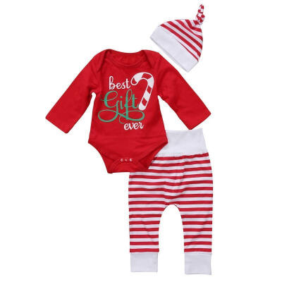 

Xmas Set Newborn Baby Girl Boy long sleeve Tops Romper Pants Hat Outfit