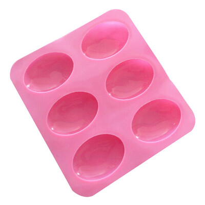 

Silicone 6-Cavity Oval Soap Mold Tray For Chocolate Cake Baking Mould Tool DIY