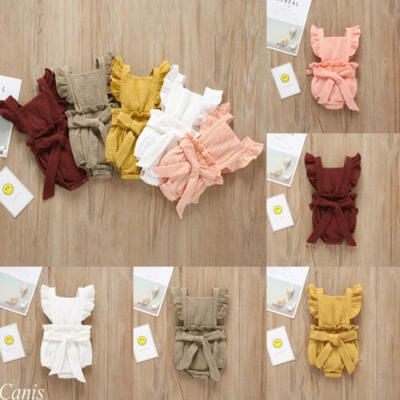 

US Newborn Baby Girls Romper Ruffle Bodysuit Sunsuit Outfit Clothes Casual 0-24M