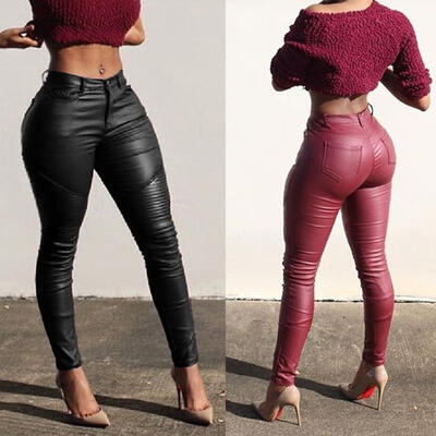 

NEW Sexy Women Skinny Jeggings Stretchy Slim Leggings Fashion Leather Lace Pants