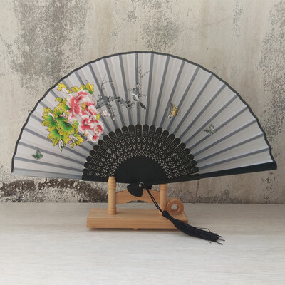 

Siaonvr Pattern Folding Dance Wedding Party Lace Silk Folding Hand Held Solid Color Fan