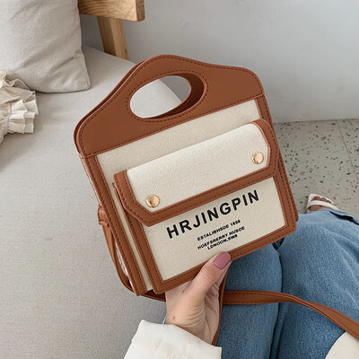 

Qiao Bani 2019 new South Korea ulzzang retro wind hit color canvas handbag shoulder diagonal tide handbag