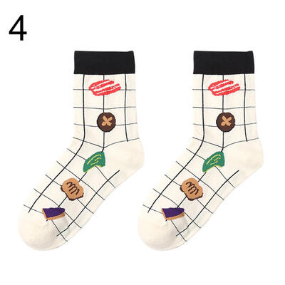 

Lovely Cartoon Food Printed Cotton Breathable Elastic Warm Women Medium Socks