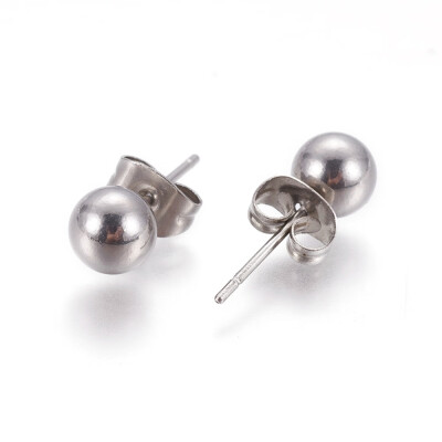 

304 Stainless Steel Ball Stud Earrings Stainless Steel Color 6mm Pin 08mm