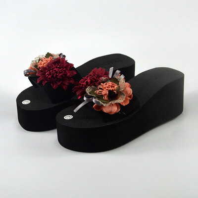 

Rose Women Bohemia Wedge Slippers Home Bathroom Beach Flip Flops Shoes Slippers Shoes