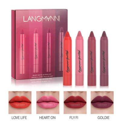 

4pcs Lipsticks Set Matte Moisturizing Lipstick Waterproof Long Lasting Easy to Wear Lipsticks