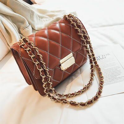 

Girls small bag new Korean version of the wild single shoulder Messenger bag Lingge chain small square package tide