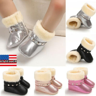 

0-18 Months Kids Baby Girl Soft Sole Snow Boots Crib Shoes Winter Warm Prewalker