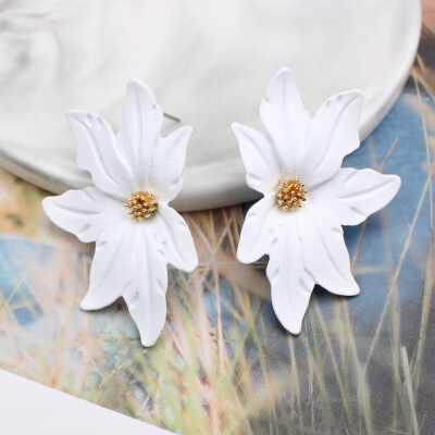 

2019 New Korean Style Spray Paint Big Flower Stud Earrings For Women Fashion Summer Elegant Sweet Jewelry Accessories Brincos