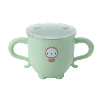 

300ml Cute Cartoon Kids Water Drinking Cup with Handle Cover Milk Tea Mug