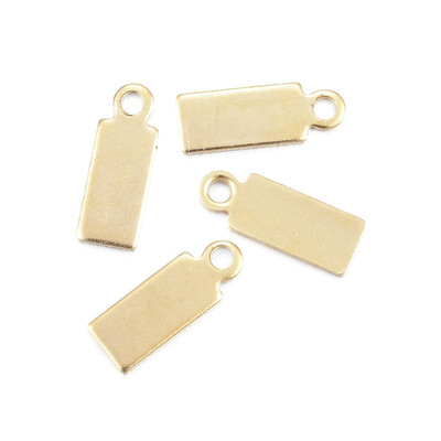 

304 Stainless Steel Pendants Blank Stamping Tag Charms Rectangle Golden 11x4x08mm Hole 1mm