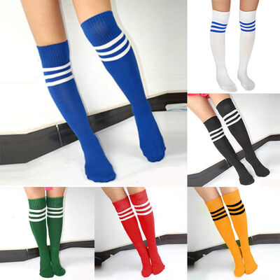 

Womens Mens Striped Knee Hight Sport Soccer Football Socks Long Tube Stocking