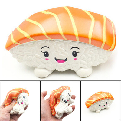 

Gotoamei 14cm Squishies Sushi Salmon Cake Charm Slow Rising Squeeze Stress Reliever Toys