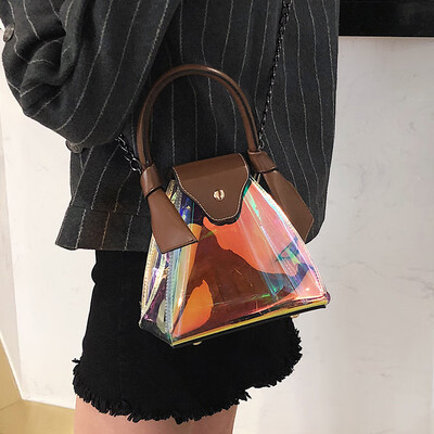 

Small bag female 2019 new Korean version of the laser package student transparent beach bag shoulder diagonal package portable jelly bag