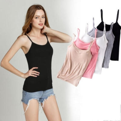 

Girls Women Strap Built In Bra Padded Self Mold Bra Tank Top Camisole Cami Hot