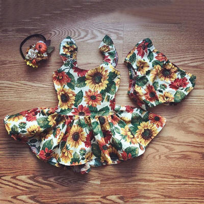 

Newborn Baby Girls Outfits Clothes Summer Sunflower Top DressBottoms 2pcs Set