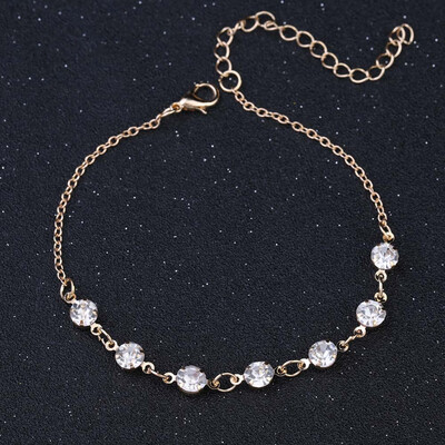 

2019 Fashion Round Crystal Anklet For Women Gold Silver Color Boho Ankle Bracelet On Leg Foot Bracelets Bohemian Jewelry