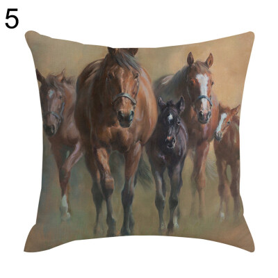 

Realistic Horse Print Cotton Linen Square Cushion Cover Home Decor Pillow Case