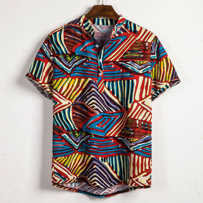 

Mens Linen Short Sleeve Summer Ethnic Shirts Casual Loose Dress Soft Top Tee