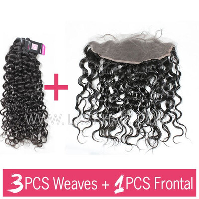 

Superior Grade mix 3 bundles with 134 lace frontal closoure Brazilian Natural Wave Virgin Human Hair Extensions