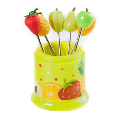

Toponeto 6Pcs Kitchen creative cute fruit sign stainless steel fruit fork Fork Fruit