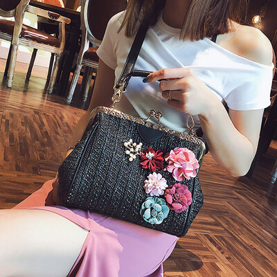 

Tailored Women Fashion Summer Beach Wild Chain Messenger Shoulder Bag Solid Weaving Bag