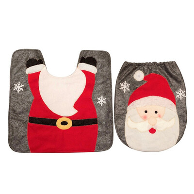 

2 Pcs Christmas Toilet Seat Cartoon Santa Elk Bathroom Toilet Tank Cover Floor Mat Pad Santa Claus Christmas Decor