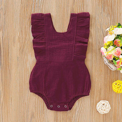 

Toddler Baby Sleeveless Solid Ruffles Romper Newborn Bow Jumpsuit Clothes