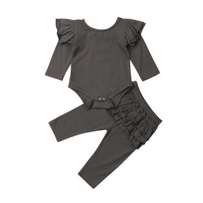 

UK STOCK Toddler Kids Baby Girls Cotton Romper Tops Ruffle Pants Outfits Clothes