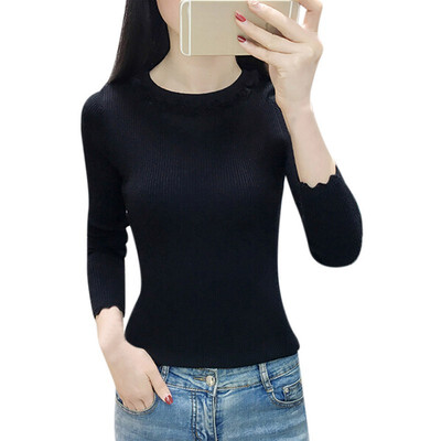 

Soft O-Neck Sweater Women Winter Autumn Lace Knitted Sweaters Christmas Sweater Women Pullover Sweater Pull Femme Jumper