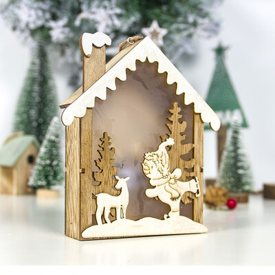 

Siaonvr LED Light Wood House Cute Christmas Tree Hanging Ornaments Holiday Decoration